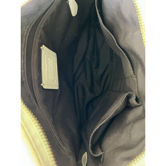 COACH  F58297 File Shoulder Crossbody Bag Khaki PVC  with Cream Leather trim - Picture 3 of 10